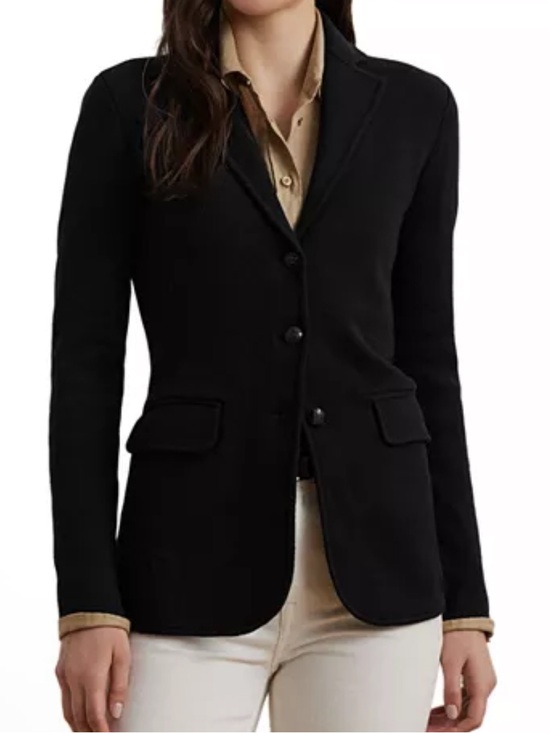 Ralph Lauren Jackets & Blazers - Lauren Ralph Lauren Black Cotton Sweater-Knit Blazer‎ size S